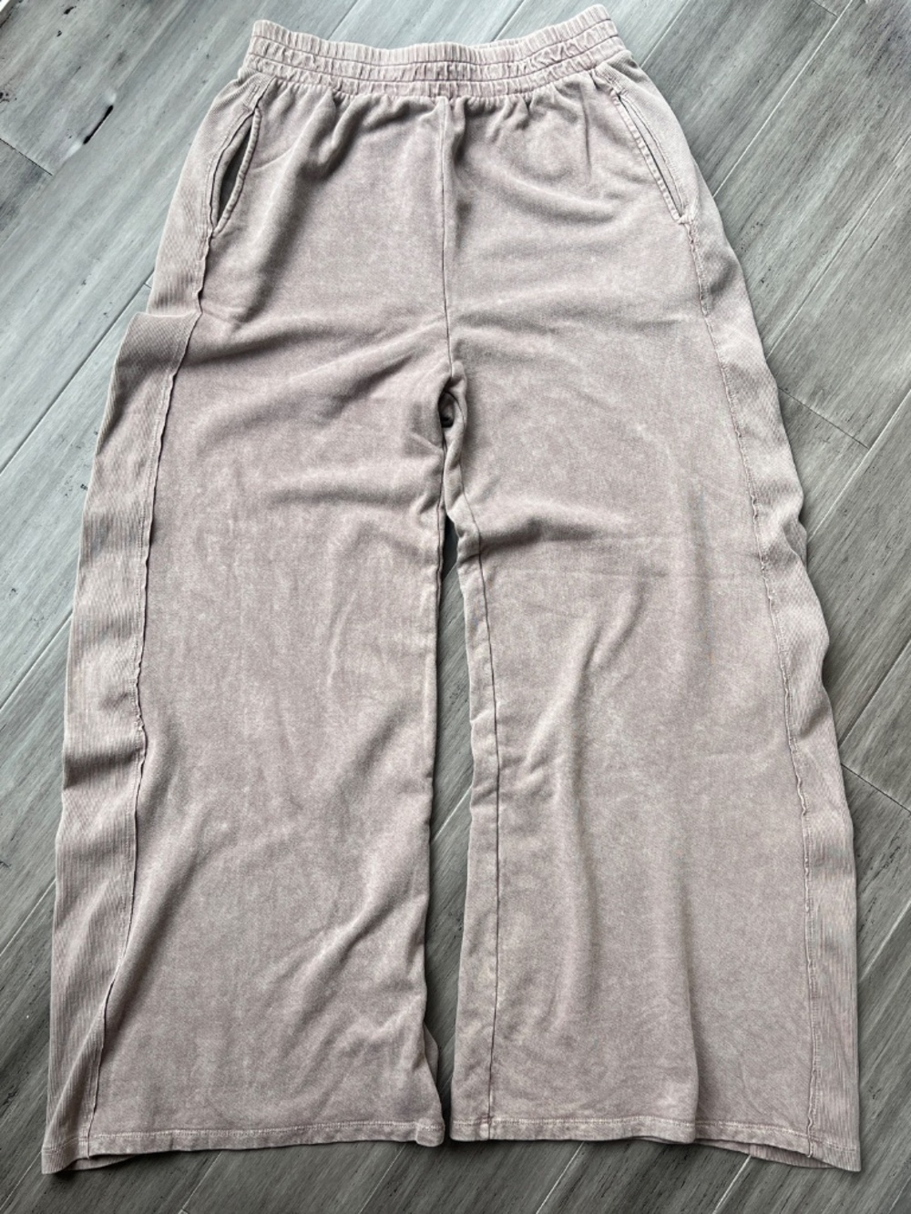 Ultra Wide Leg Mineral Wash Mocha Brown Sweatpants L